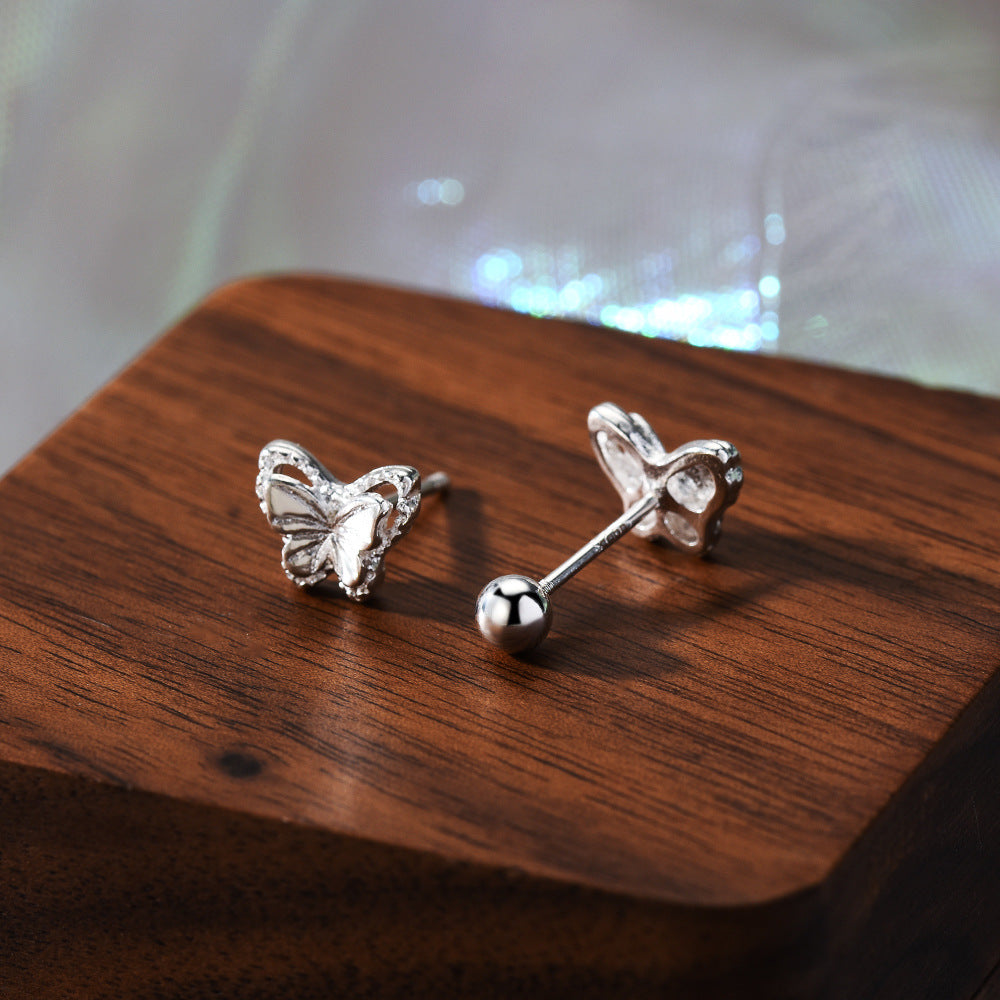 Women's Butterfly Sier-plated Elegant Design High-grade Earrings