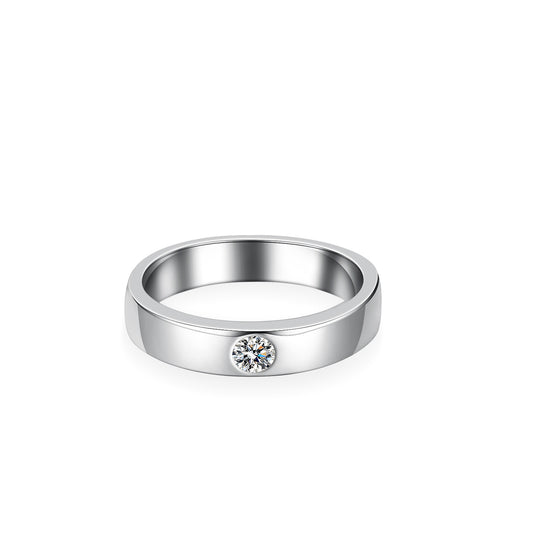 Fashion Sier Moissanite Straight Row Male Rings