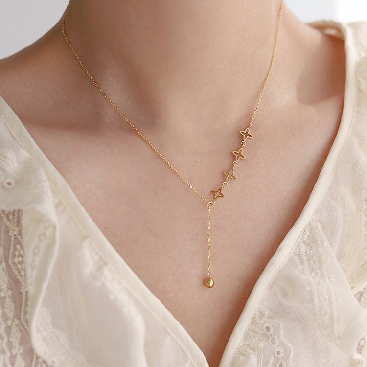 Women's Steel Colorfast For Trendy Tassel Clavicle Chain Necklaces