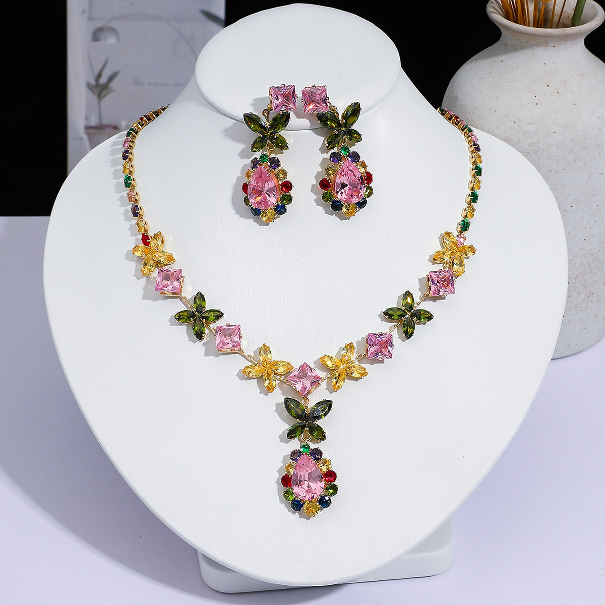 Full Diamond Drop-shaped Temperament The Dinner Party Jewelry Set