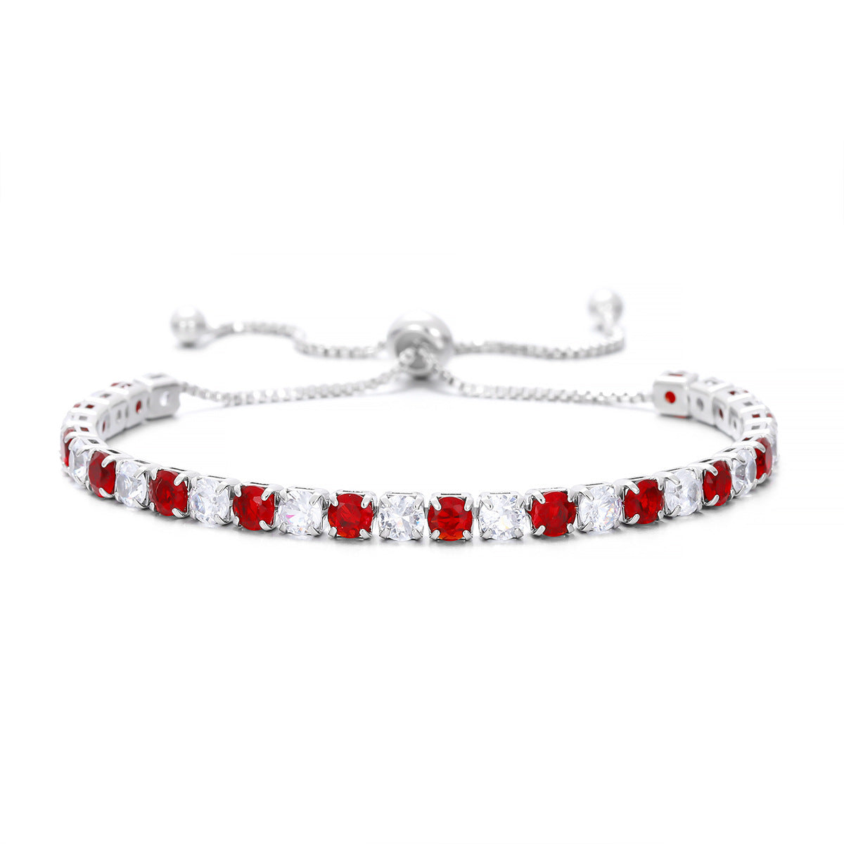 Zircon Single Row Full Diamond Adjustable Draw Tennis Fashion Bracelet
