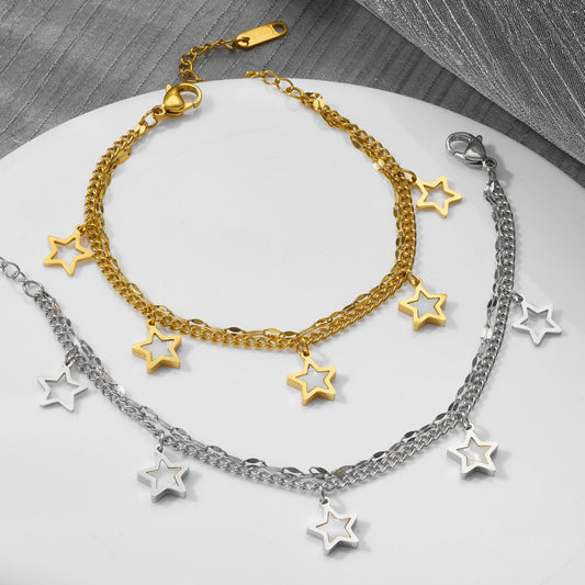 Women's Five-pointed Star Tassel Simple Graceful Stainless Anklets