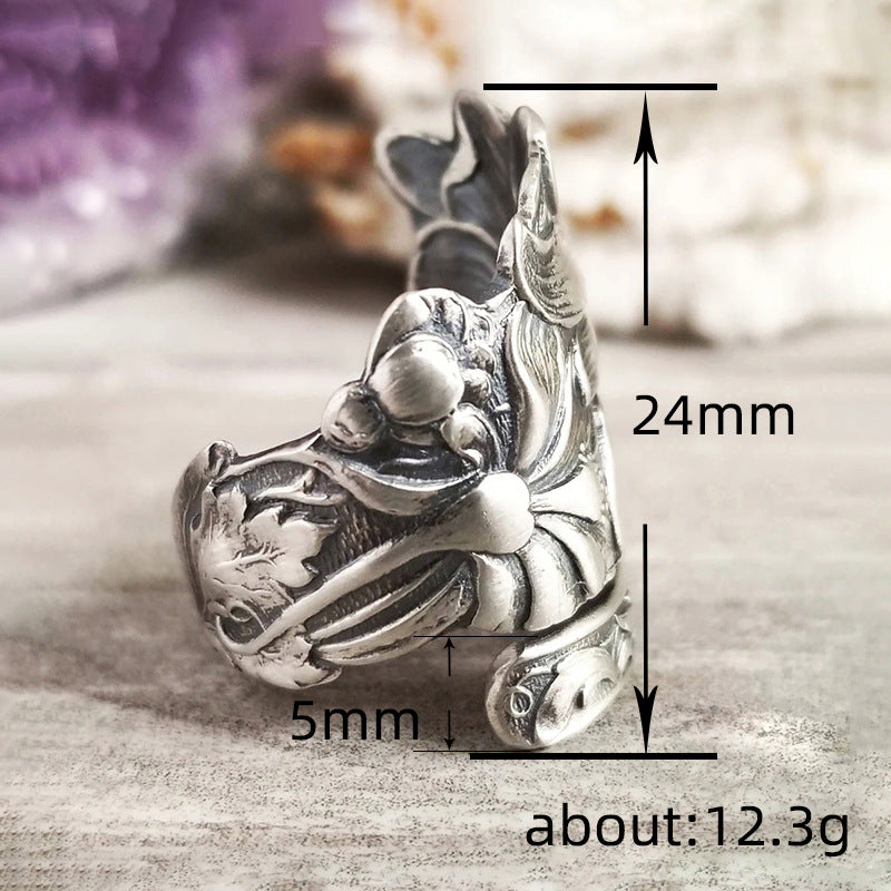 Women's Opening Lily Texture Pattern Flower Female Rings