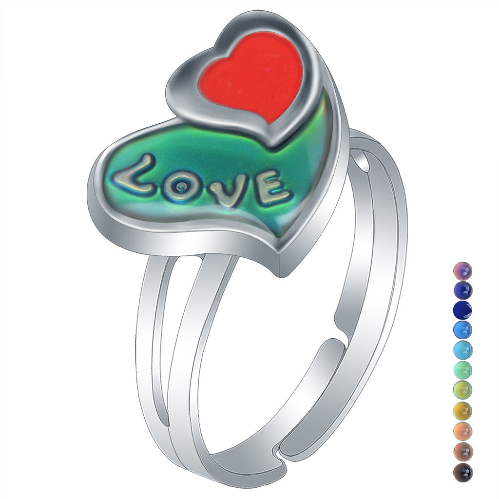 Fashion Sweet Heart Love Temperature Change Ring