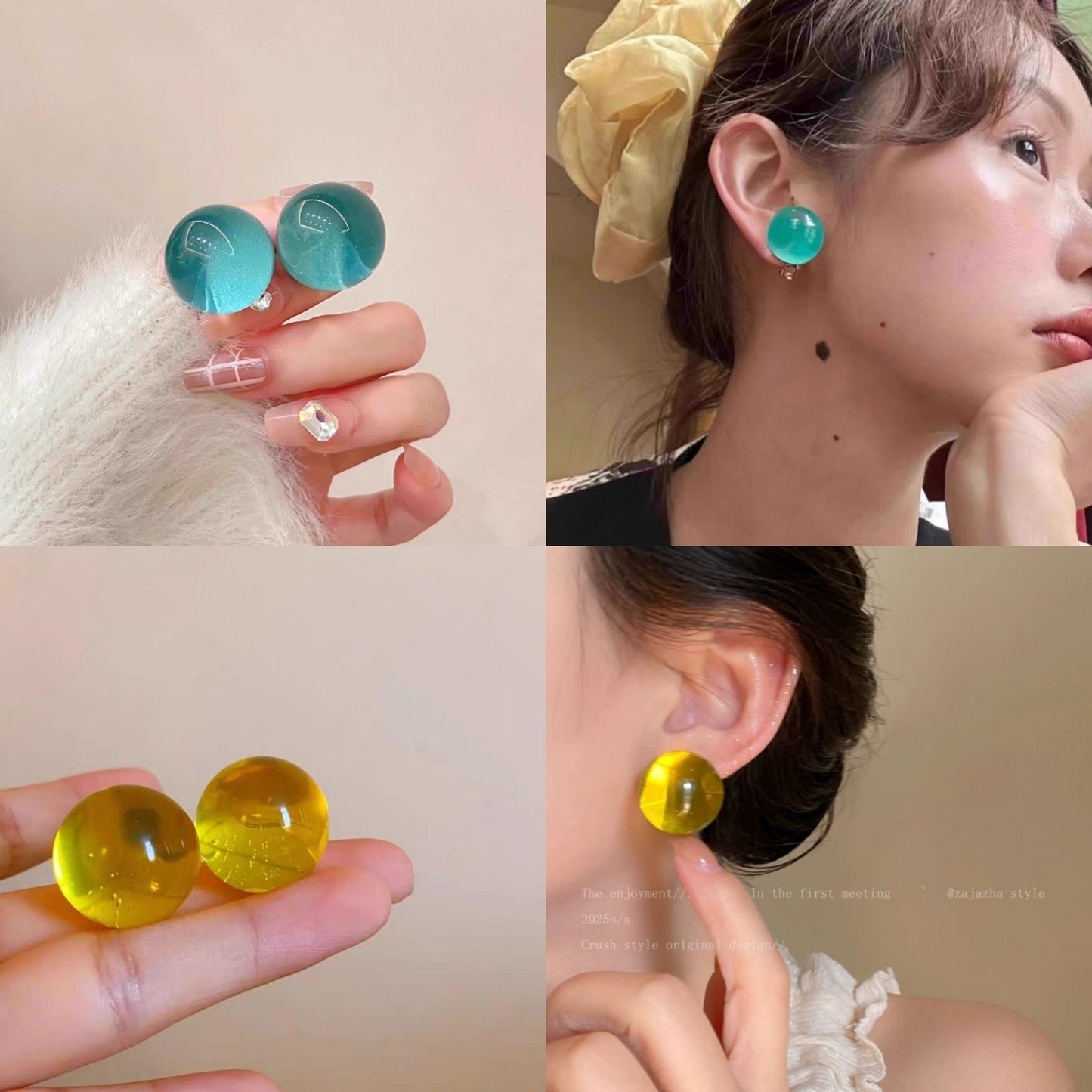 Glaze Jelly Color Ball Dopamine Personality Ear Fresh Earrings