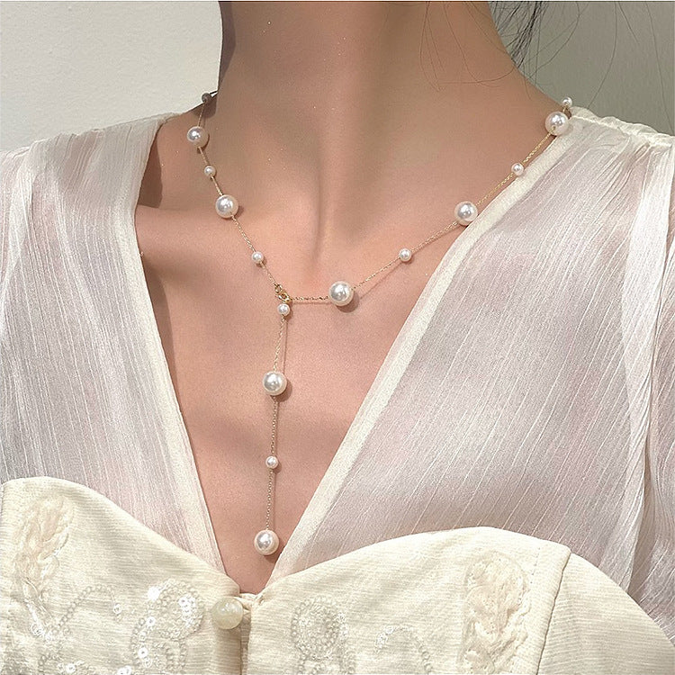 Pearls Female Simple Personalized Graceful Fashionable Clavicle Chain Cold Necklaces