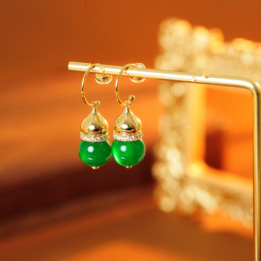 Women's Plating Chalcedony Pearl Ear Hook French Retro Flow Light Style Earrings