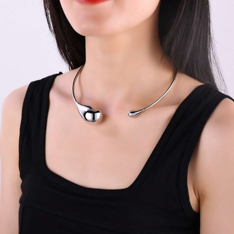 Alloy Exaggerated Female Lady Drop-shaped Metal Necklaces