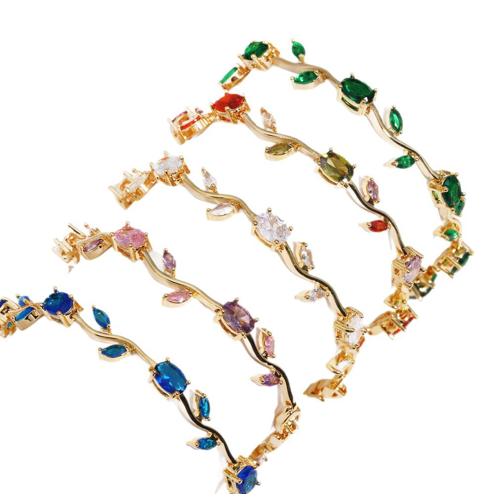 Temperament Wild Copper Color Zircon Branches Bracelet