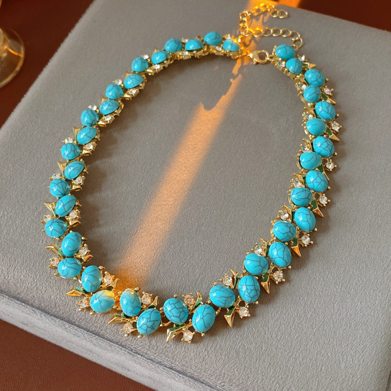 Square Stitching Palace Style Exquisite Clavicle Chain Middle Necklaces