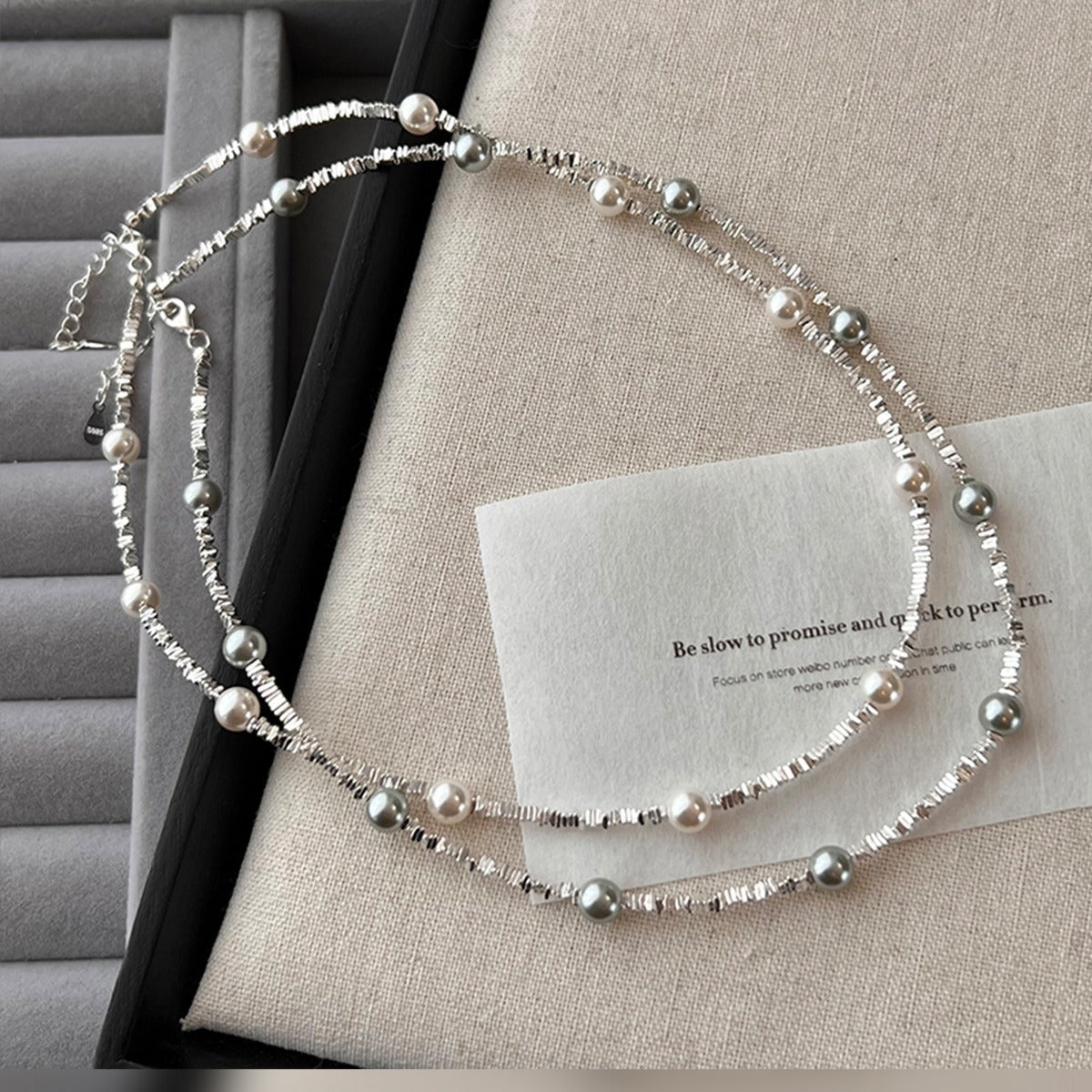 Of Sier Pearl Simple Temperament Twin Niche High-grade Fashionable Clavicle Necklace