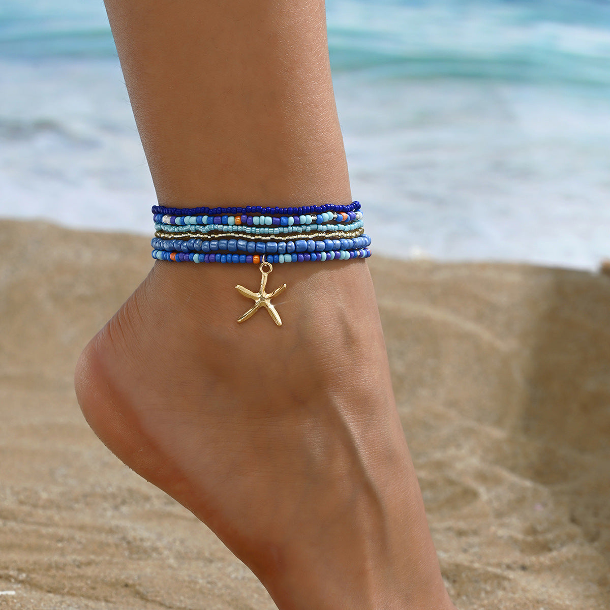 Women's Summer Beach Beads Stringed Vacation Style Anklets