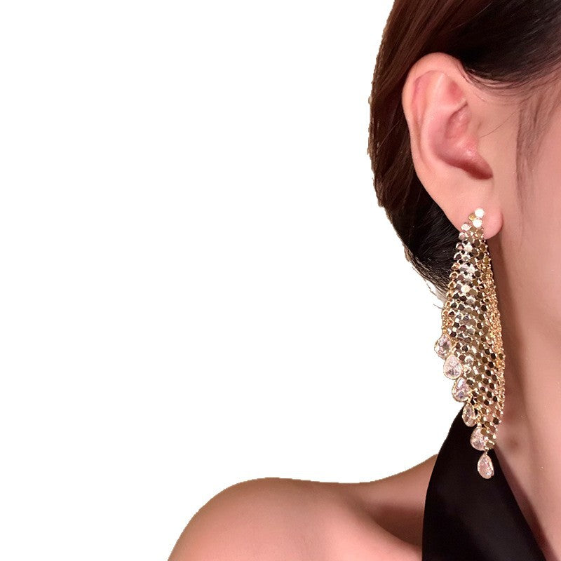 Women's Sier Needle Zircon Water Drops Tassel Fashionable Light Luxury High-grade Rings