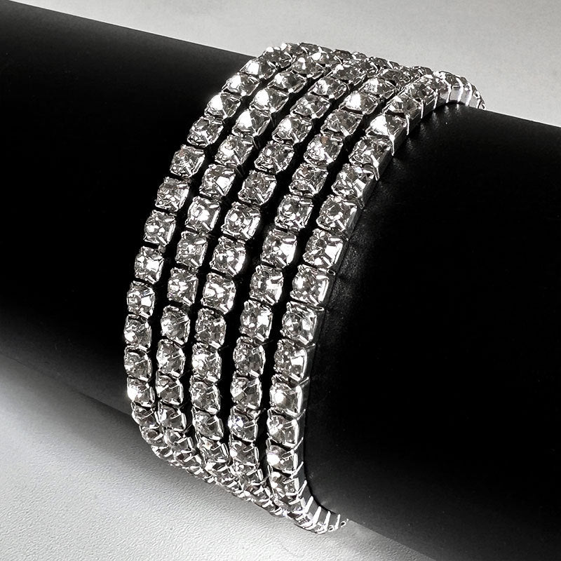 Temperament Single Row Elastic Rhinestone Simple All Match Luxury Bracelets