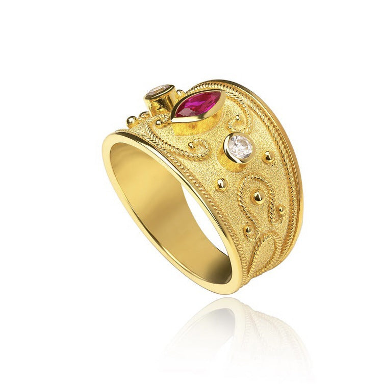 Duplex Court Alluvial Gold Gold-plated Inlaid Rings