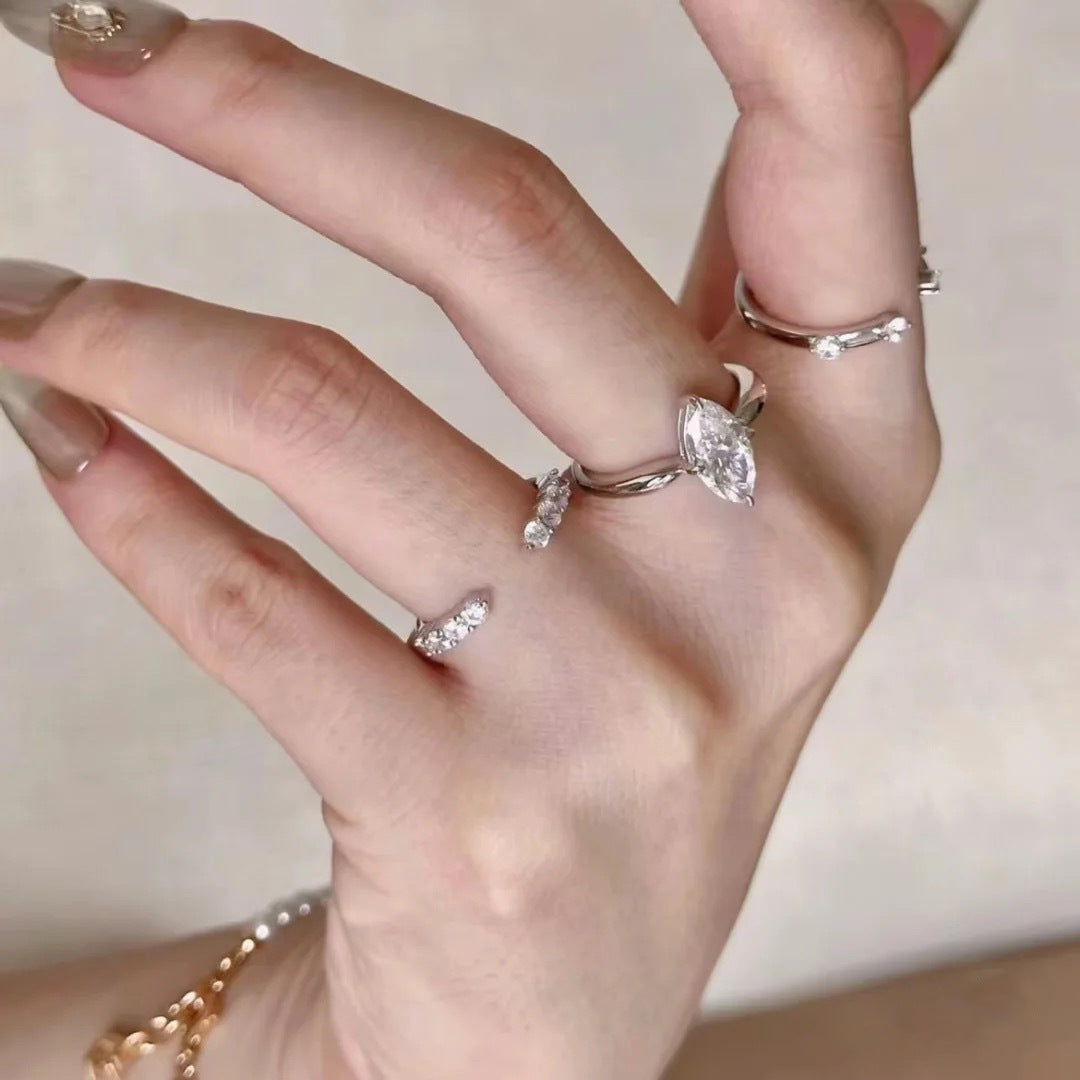 Women's Three-in-one Stacked Bright Super Shining Horse Rings