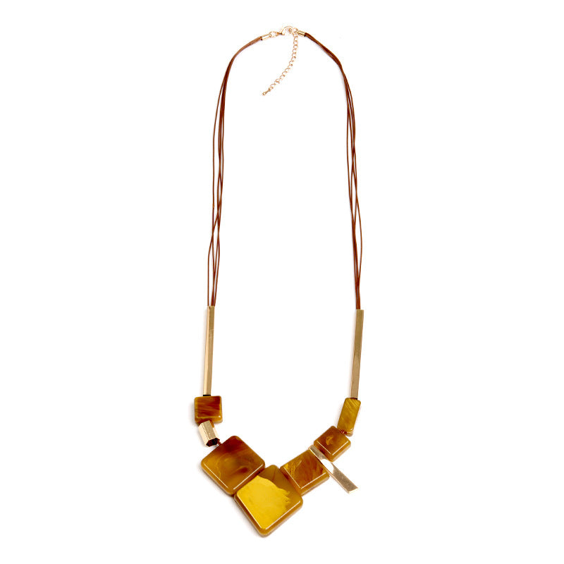 Fashion Wax Rope Acrylic Personalized Ethnic Style Long Sweater Chain Necklace