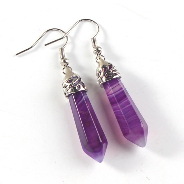 Fashion Personalized Natural Crystal Gemstone Hexagon Earrings