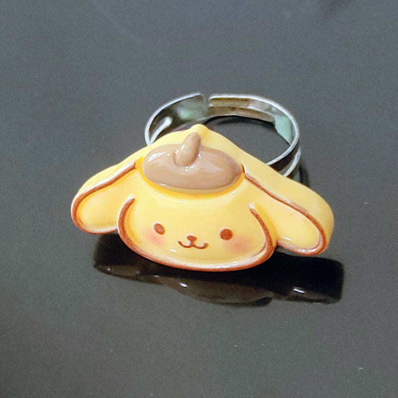 Cartoon Resin Acrylic Transparent Pacha Dog Rings