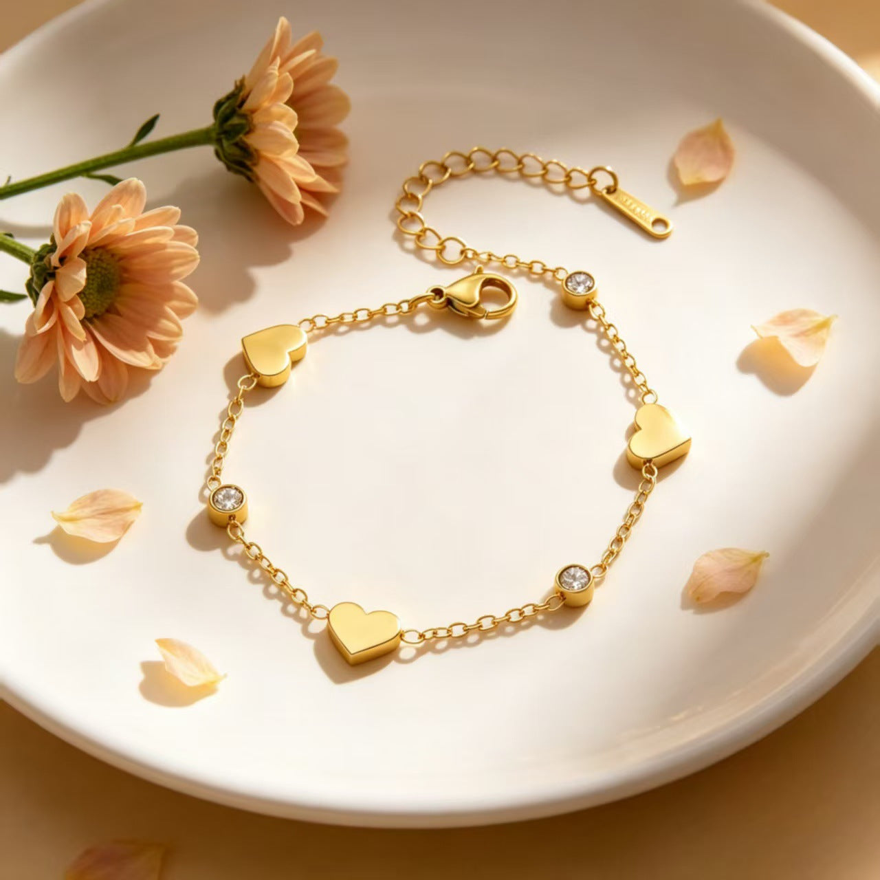 Luxury Exquisite Sweet Style Love Stainless Steel Diamond In The Bracelets