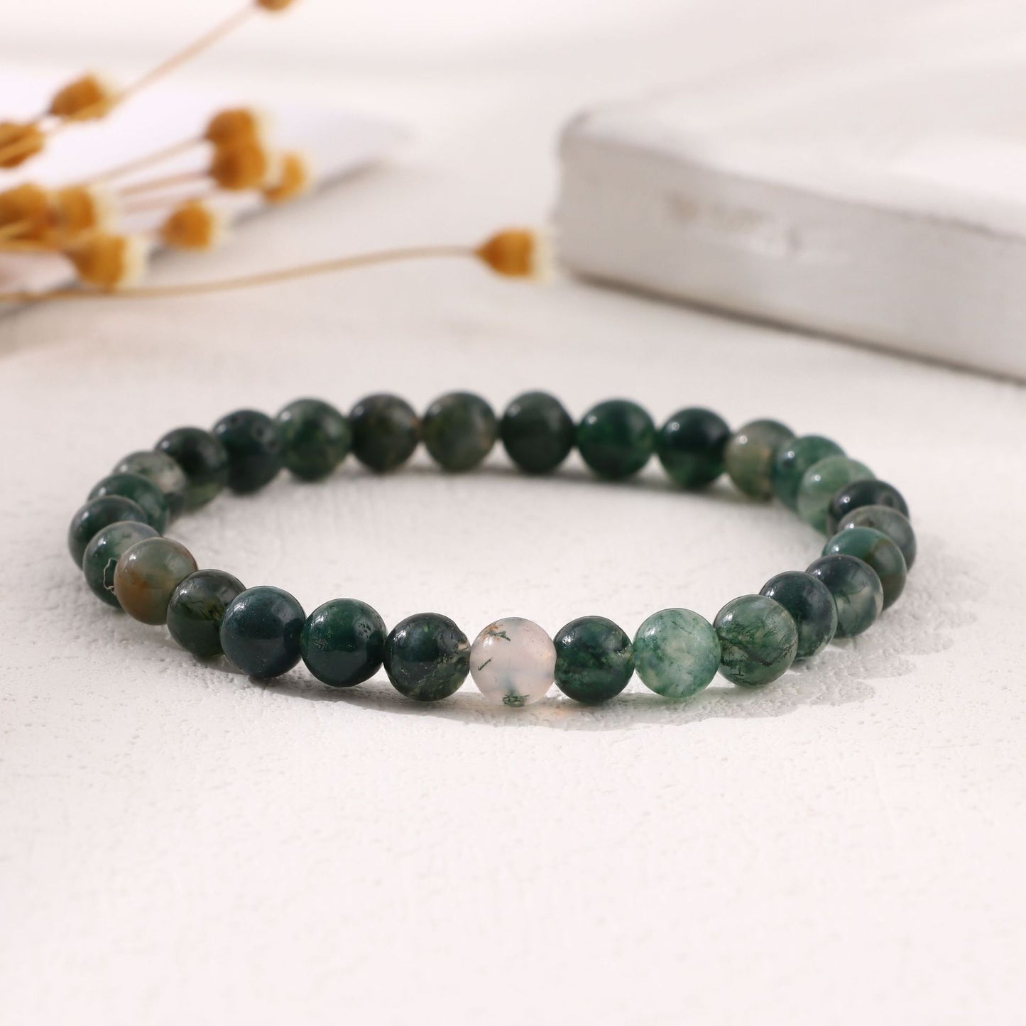 Women's & Men's Round Beads Couple Fashion Elastic String Beaded Bracelets