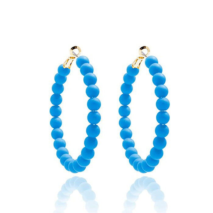 Women's Summer Colorful Acrylic Beads Round Bohemian Fashion Handmade Earrings