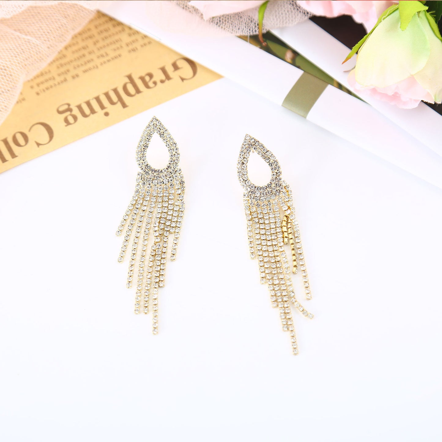 Women's Drop Diamond Long Fringe Fashion Design Rings