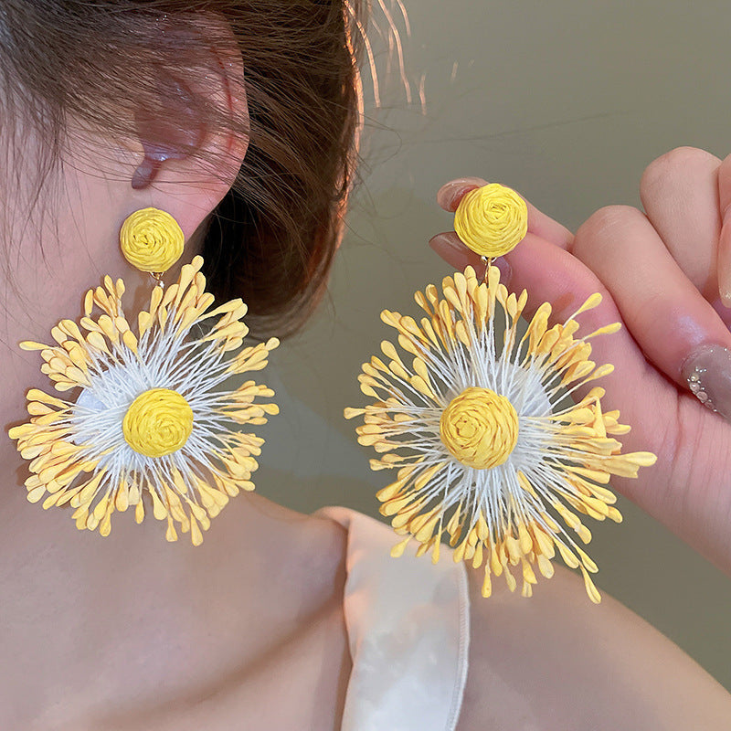 Women's Green Leaf Lily Yellow Series Tassel Light Luxury High-grade Sweet Rings