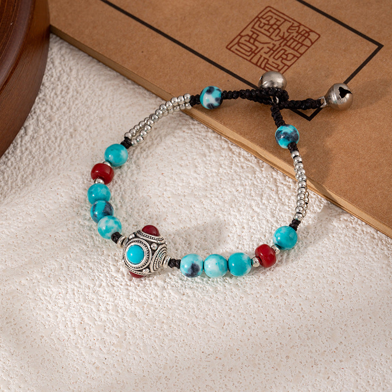 Colorful Turquoise Retro Artistic Personality Nepal Creative Crafts Braid Bracelet
