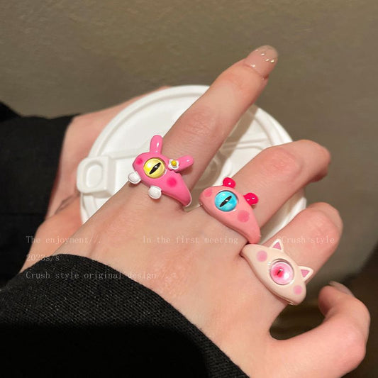 Childlike Cute One-eyed Female Personalized Niche Design Rings