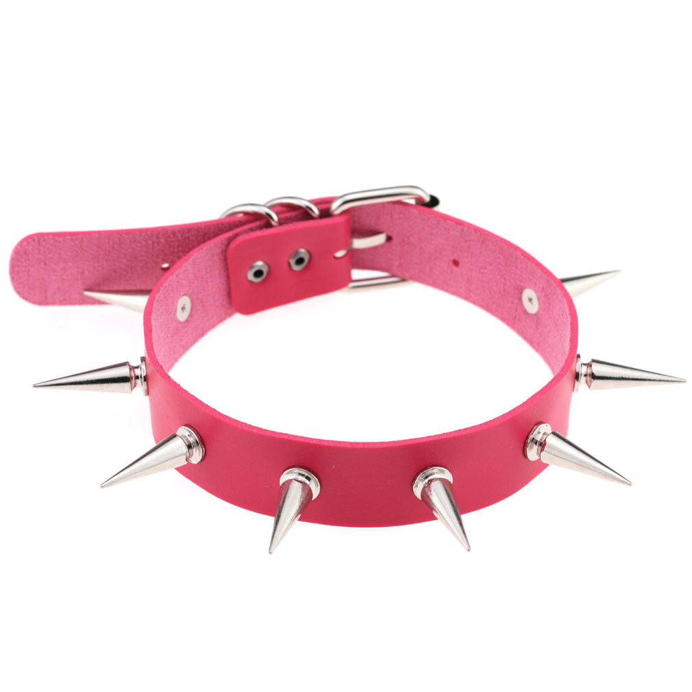 Nightclub Leather Creative Rivet Pointed Nail Collar