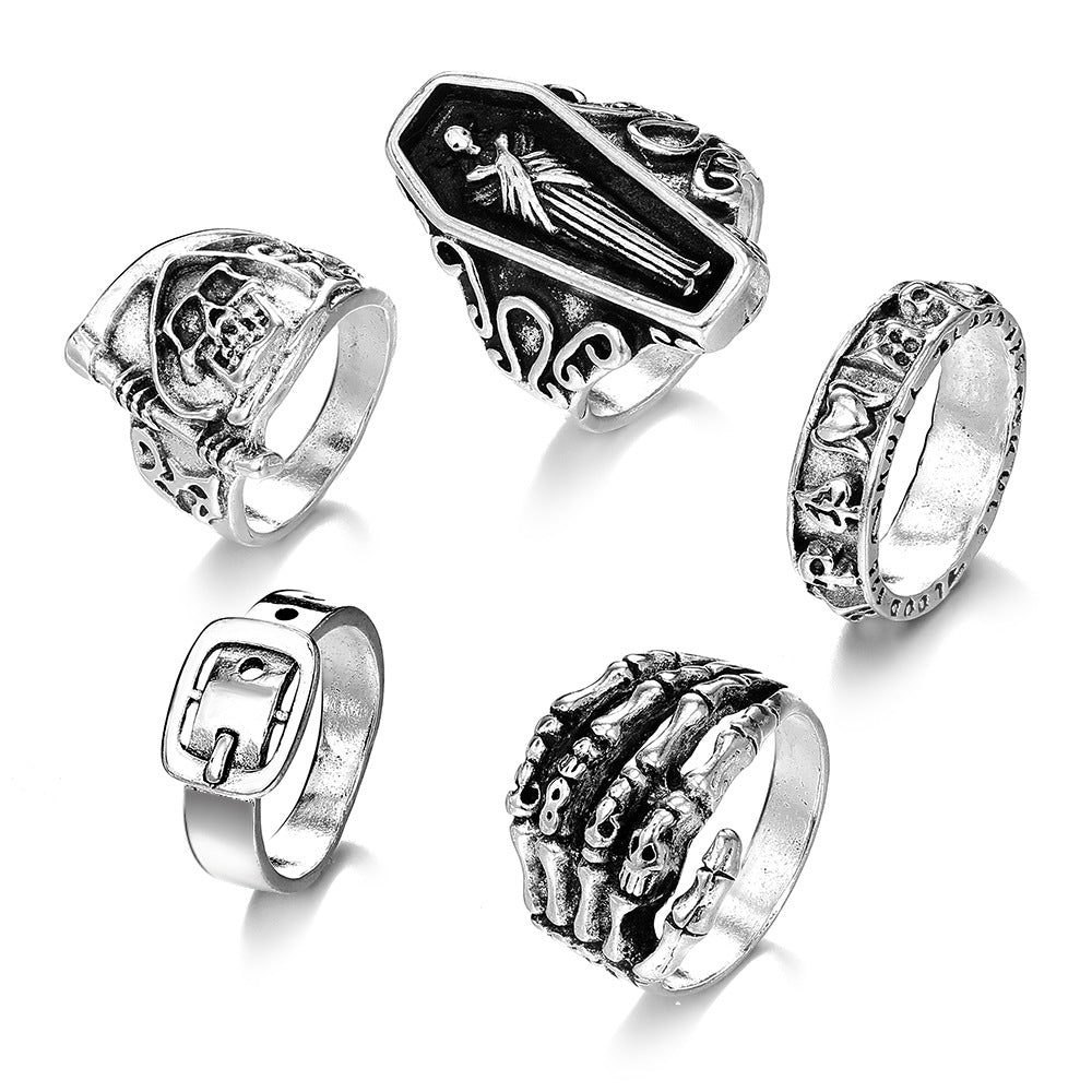Skull Simulated Snakes Geometric Cross Fashion Retro Style Personality Ring