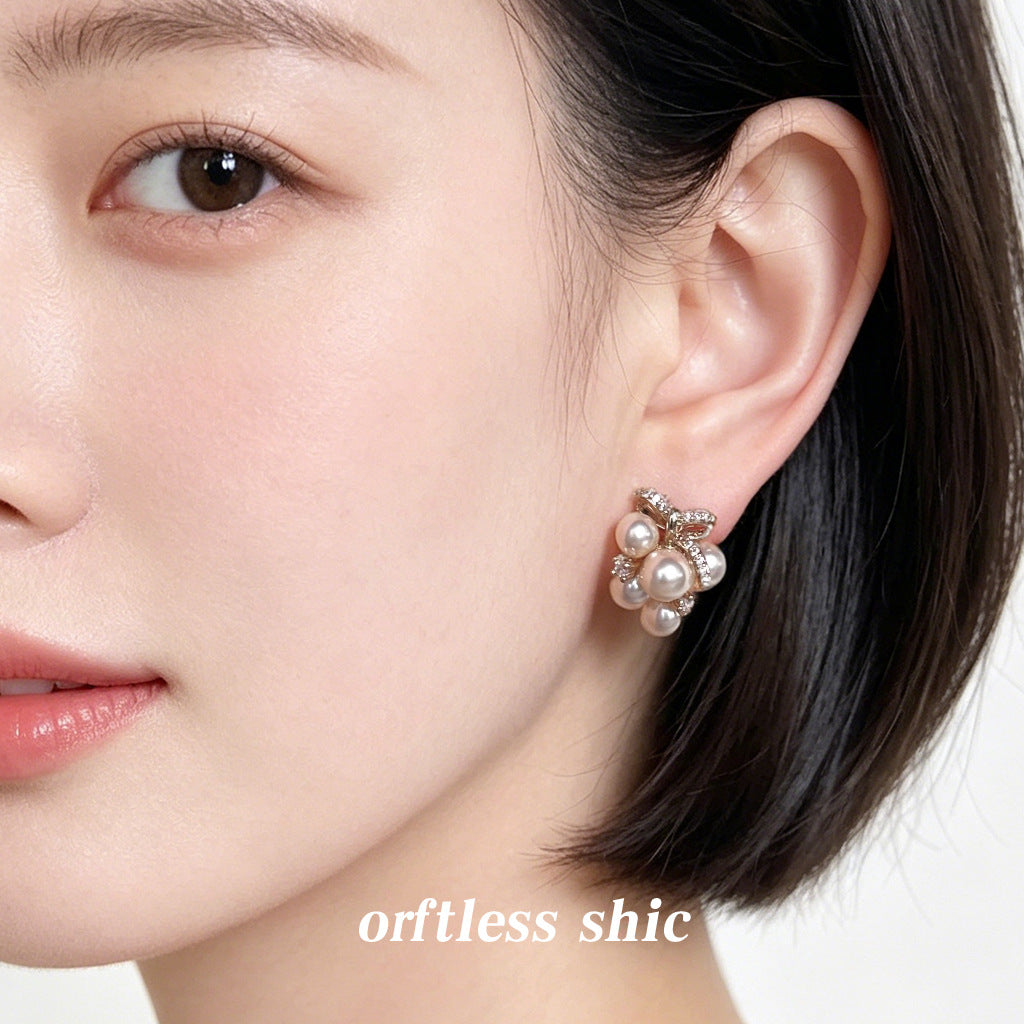 Elegant Coffee Gold Pearl Grape Cluster Female Affordable Luxury Style Rings