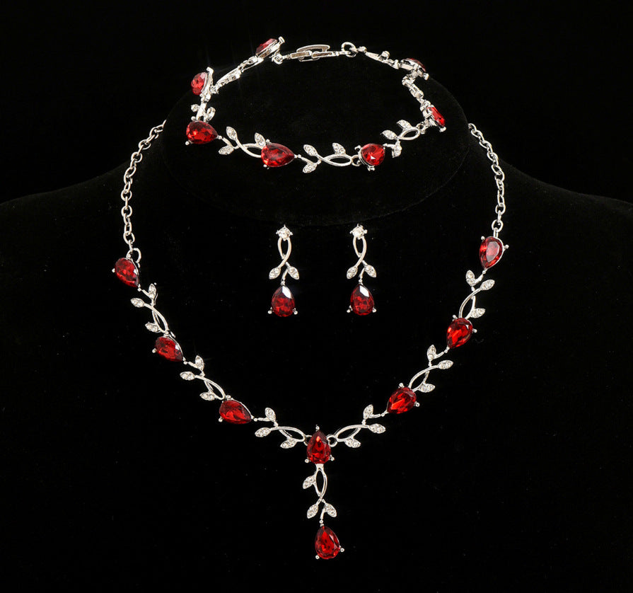 Women's Bridal Crystal Two-piece Wedding Dress Jewelry Set