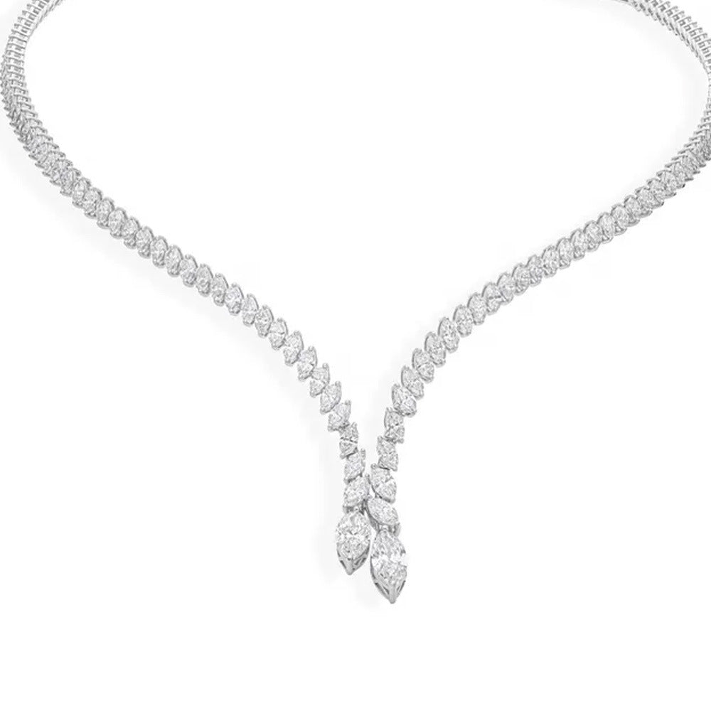Full Inlaid Horse Zircon Niche Design Y-shaped Clavicle Chain Light Collar