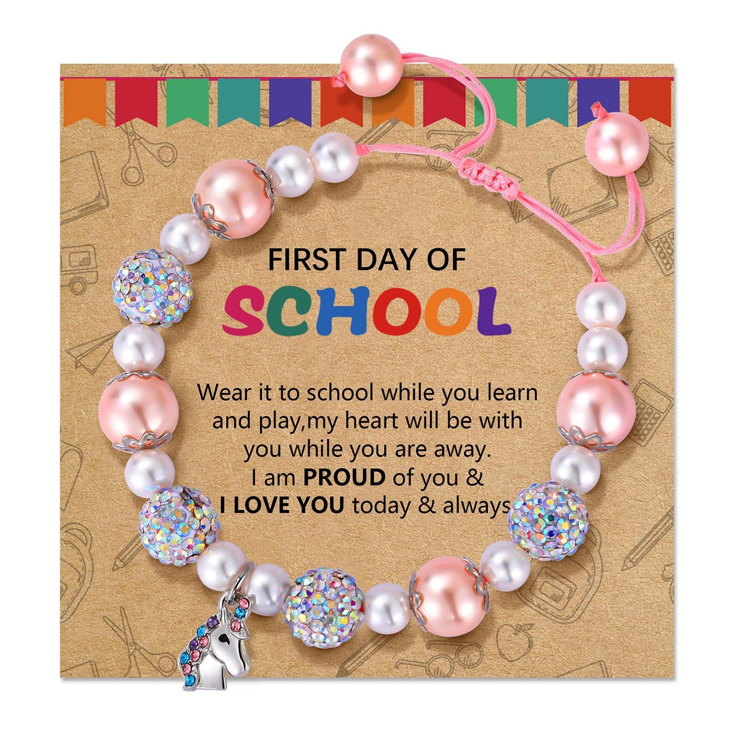Hand-woven Unicorn Colorful Crystals Clay Rhinestone Ball Bracelet