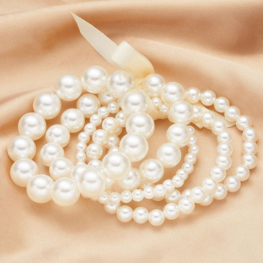 Imitation Pearl Beaded Female Elastic String Bracelets