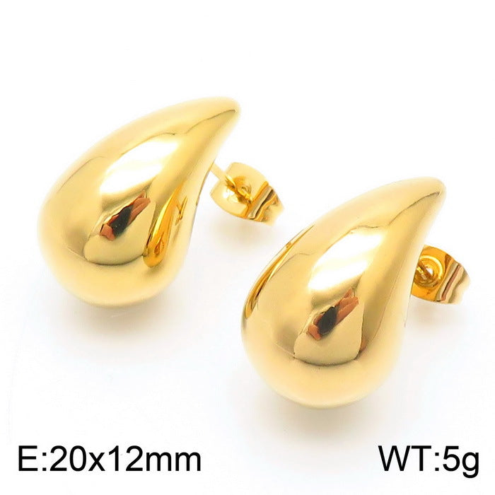 Design Chubby Water Drop Fashion Stainless Earrings