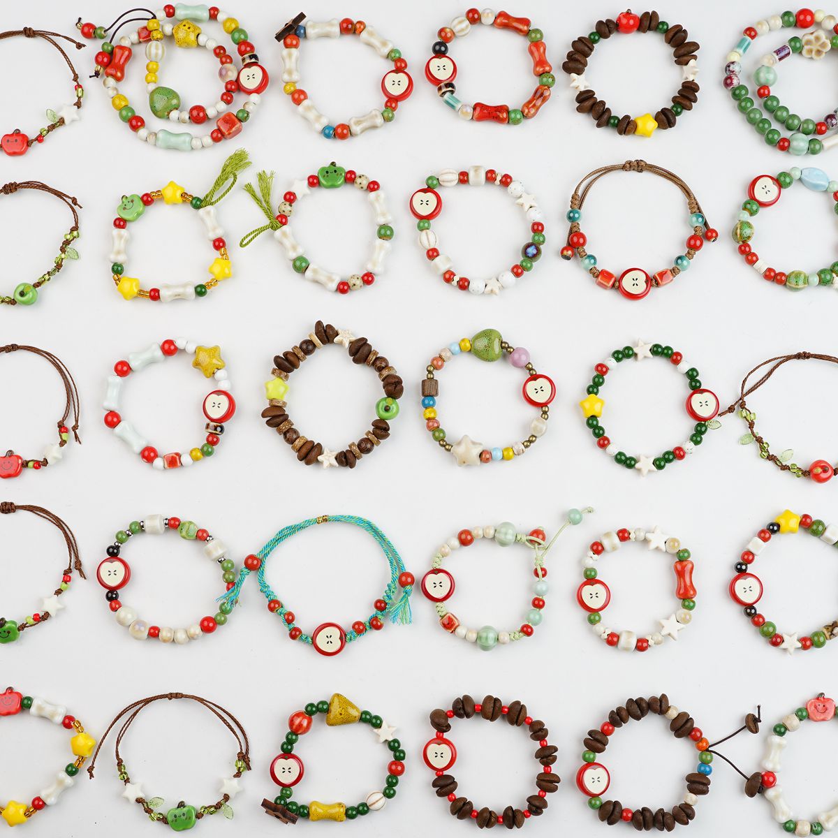 Safe Christmas Ceramic Apple Paradise Couple Bracelets