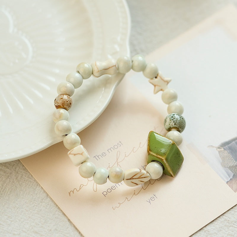 Female Summer Style Porcelain Rose Beads Bracelets