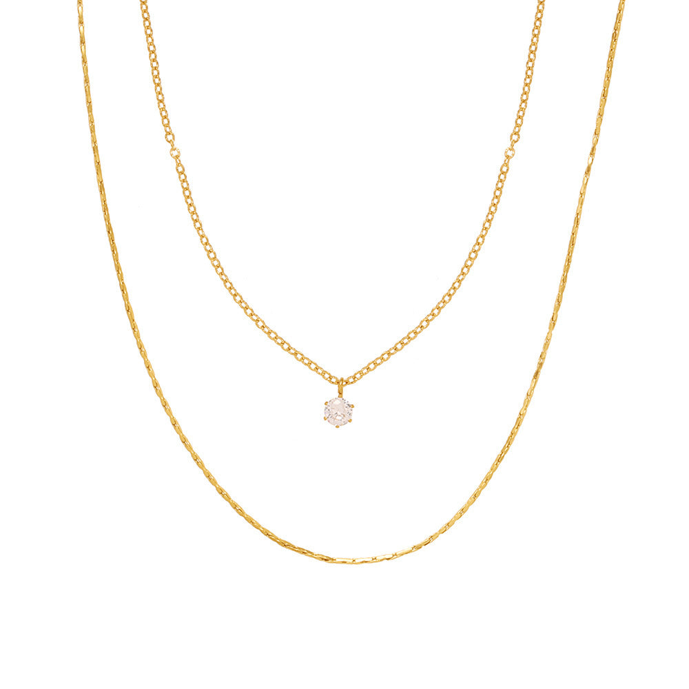 Women's Bright Hair Titanium Steel Simple Small Design Gold-plated Necklaces
