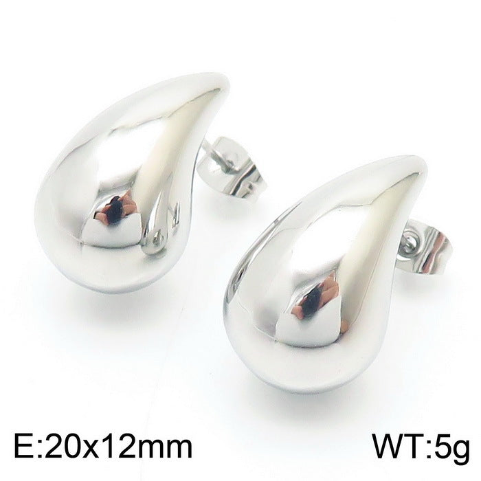 Design Chubby Water Drop Fashion Stainless Earrings