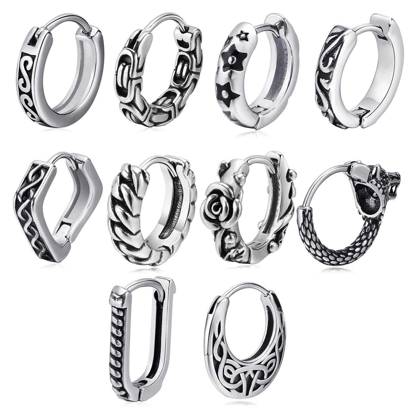Men's Personality Fashion Retro Stainless Steel Ear Earrings