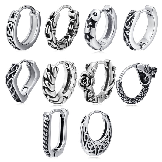 Men's Personality Fashion Retro Stainless Steel Ear Earrings