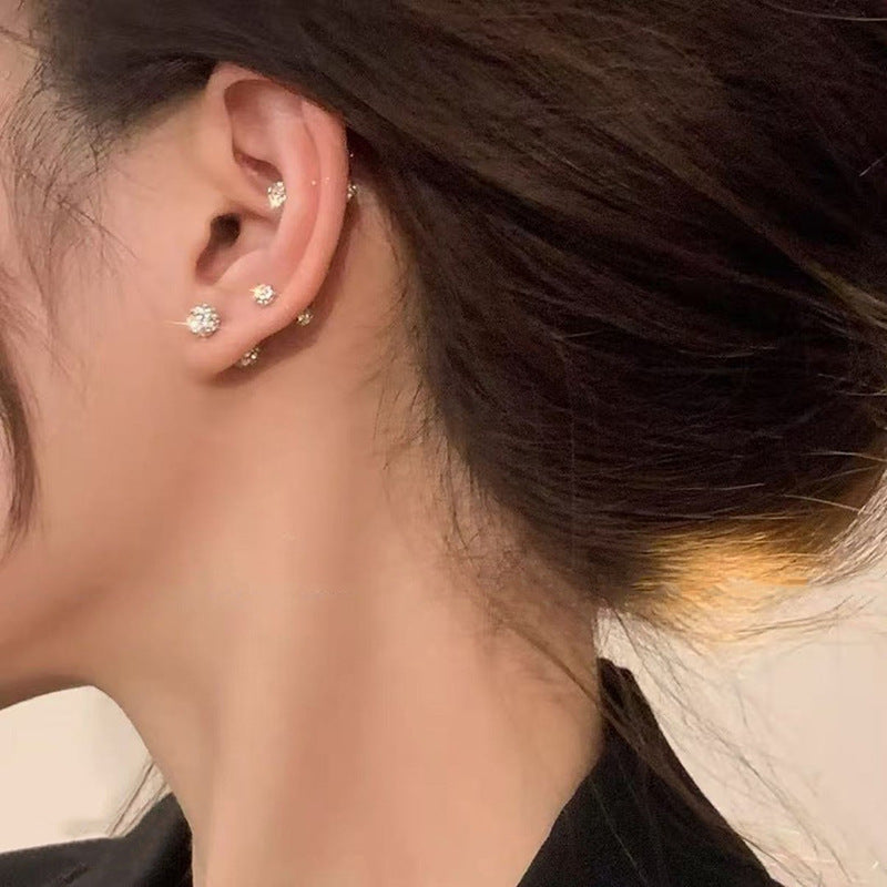 Women's Double-headed Spiral Ball Wild Elegant Ear Bone Stud Earrings