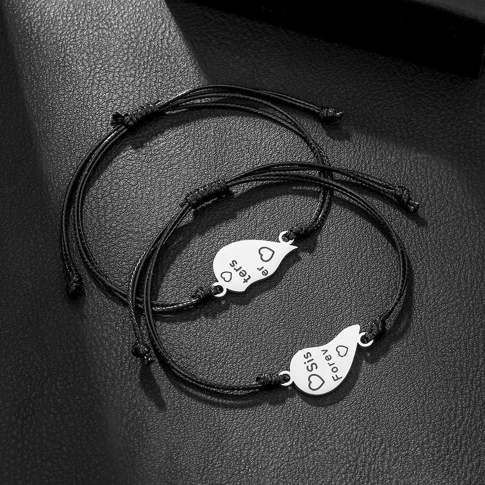 Steel Love Friends Woven Fashion Lettering Adjustable Carrying Bracelet