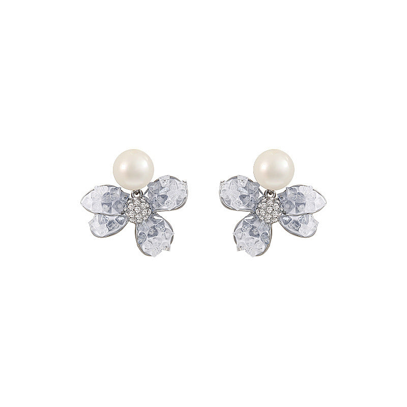 Crystal Flower Pearl Elegant Fashion Graceful Earrings