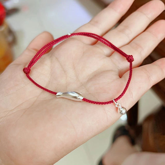 Women's Sier Chinese Style Lucky Koi Red Bracelets