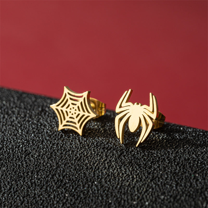 Asymmetric Niche Temperament Stainless Steel Halloween Earrings