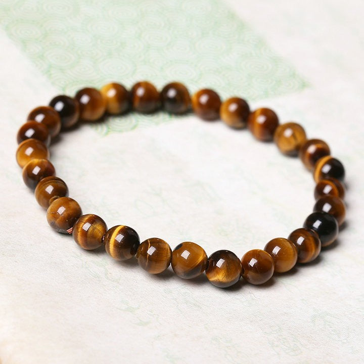 Women's Natural Pink Crystal Agate Tiger Eye Bracelet